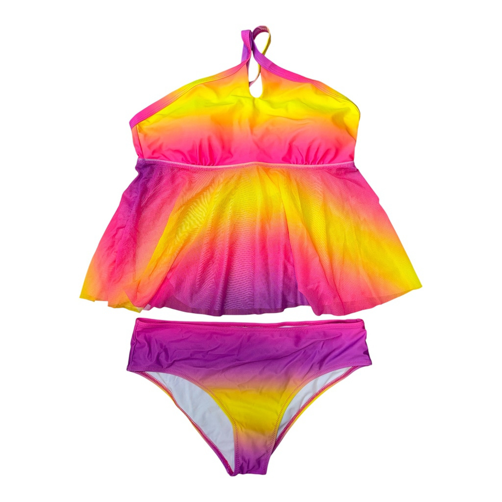 Beachsissi Ombre Yellow Pink Purple Two Piece Swimsuit Size L